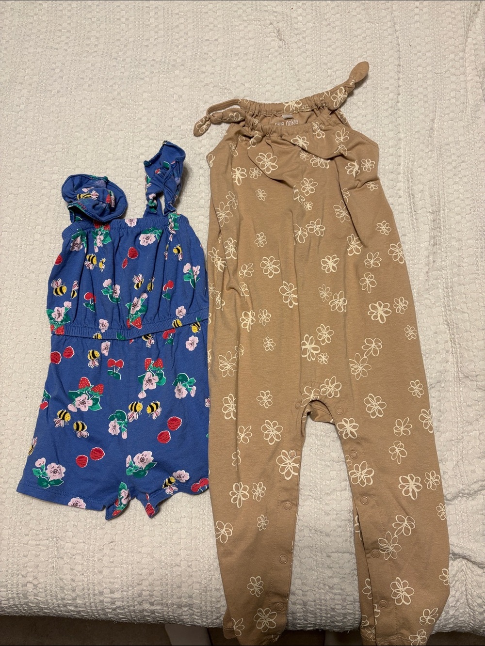 Blue Floral & Bee Romper for Kids - Soft Casual Playwear
